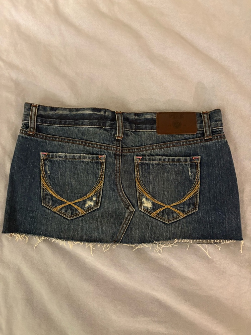 PINK Victoria's Secret Distressed Denim Mini Skirt - Picture 4 of 4